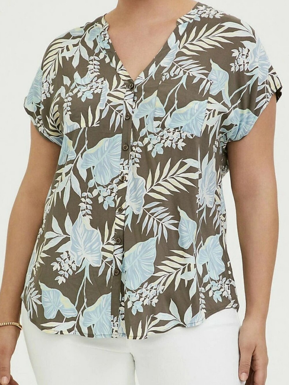 Torrid NEW Challis Hawaiian Print Dolman Sleeve Button Front Camp Shirt SZ 3X